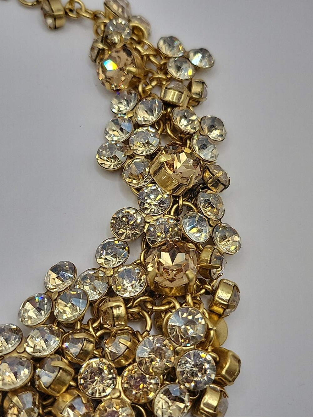 J. Crew Retired Crystal Statment Bib Necklace Champagne Rhinestones NWT. Rare - Picture 7 of 11